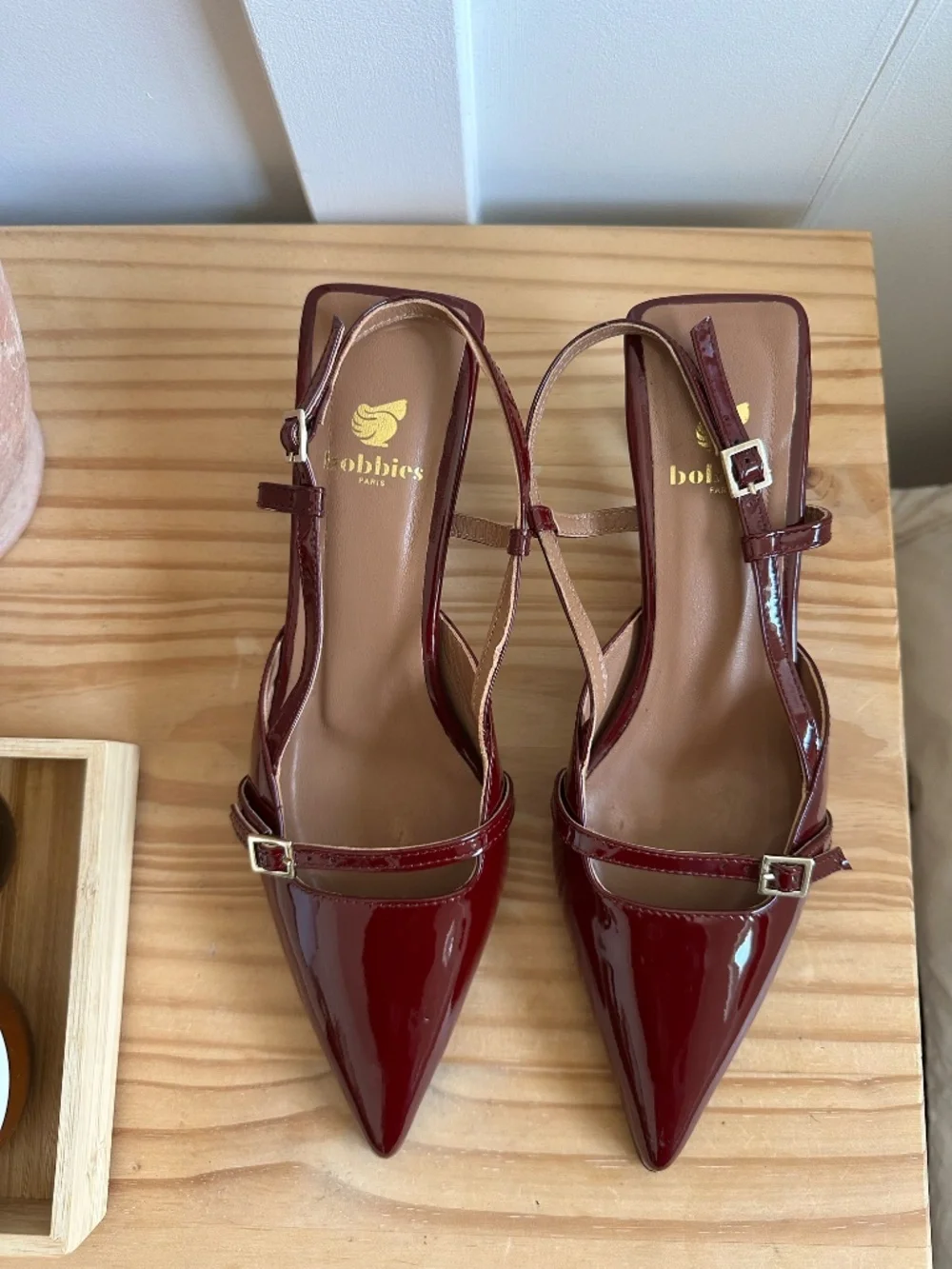 Bobbies merlot slingback heels